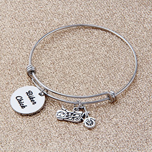 Seiraa Biker Gift Motocycle Bracelet Biker Chick Gift Expandable Bracelet Jewelry (Biker Chick) #TOP1