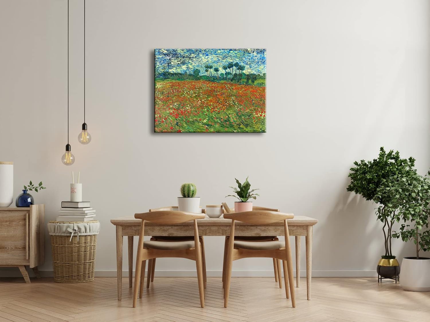 Wieco Art Large Poppy Field June 1890 Canvas Print of Vincent Van Gogh Wall Art Paintings Reproduction Field Pictures Artwork for Wall Decor and Home Decorations