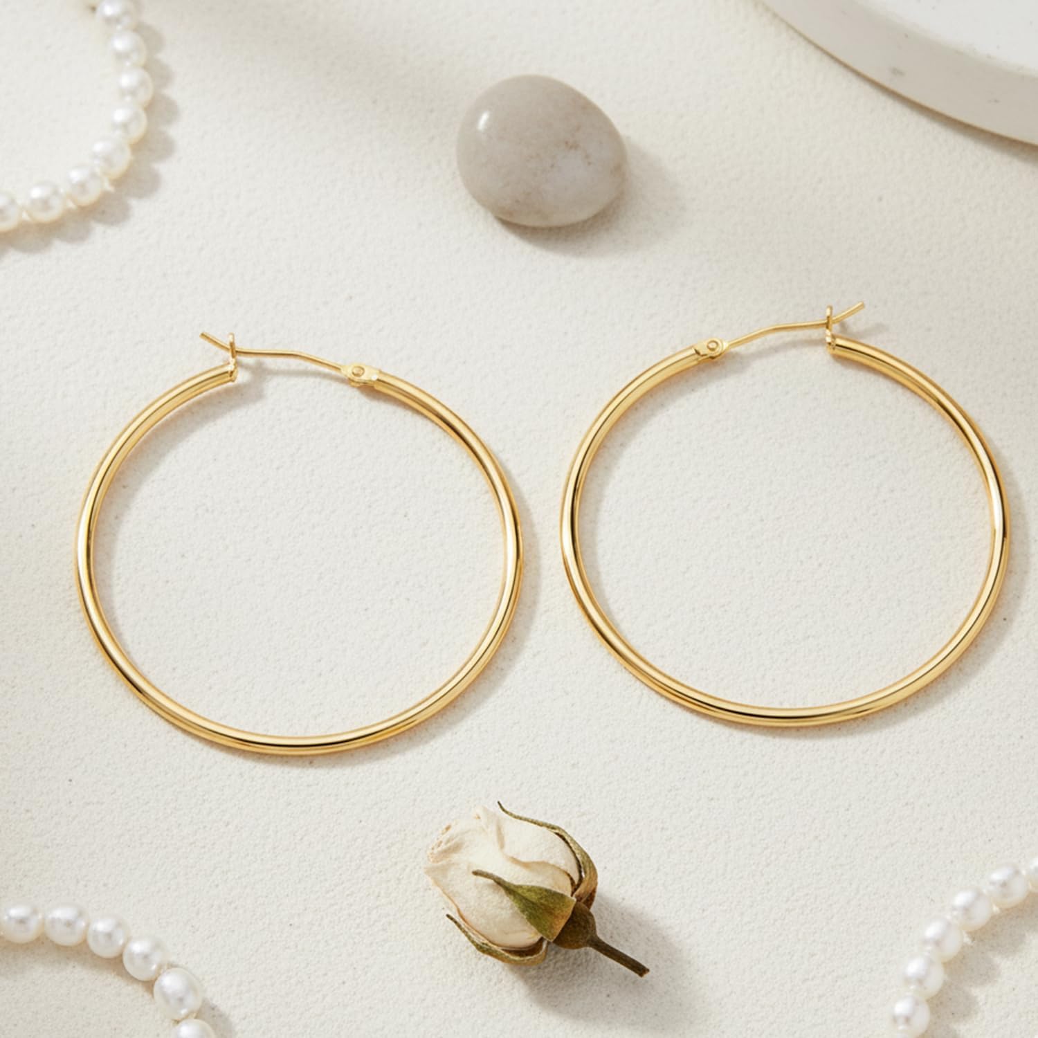 14K Gold Hoop Earrings for Women 14K Gold Earrings for Women Gold Hoop Earring for Womens Hoops Round Circle Timeless Minimalist Hoops Earring for Womens 20/25/30/35/40/45/50/60/70mm