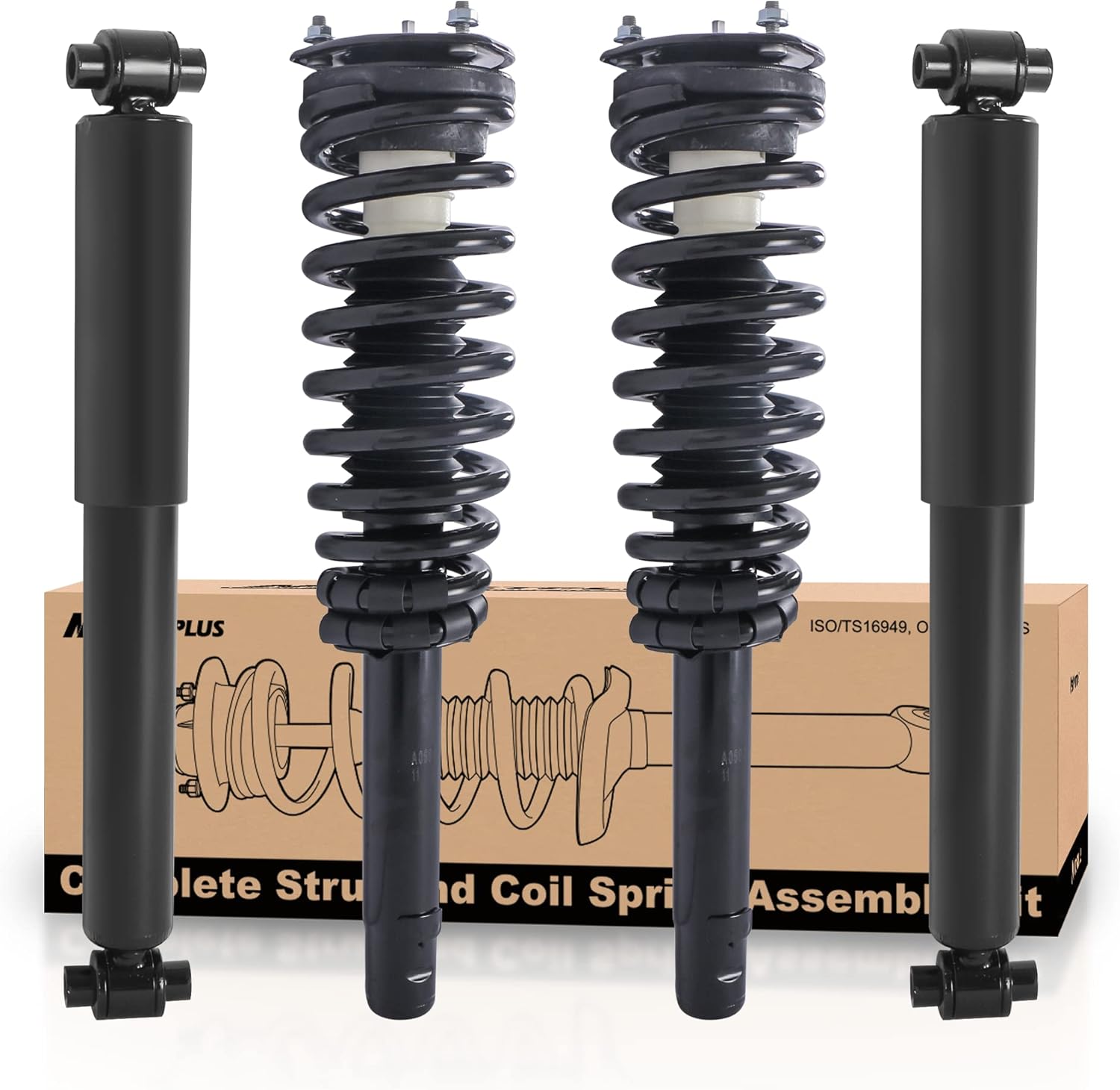 MOSTPLUS Front+Rear Struts Assembly shock absorbers Compatible for 2010-2012 Ford Fusion & 2010 2011 Mercury Milan 272596 344363 coil spring