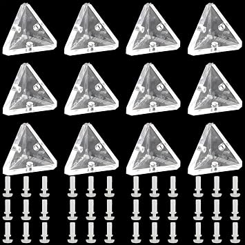 JianLing 12pcs Acrylic Corner Brackets with Transparent Screws - 3-Hole Right Angle Joint Brace - Support Brackets for Furniture