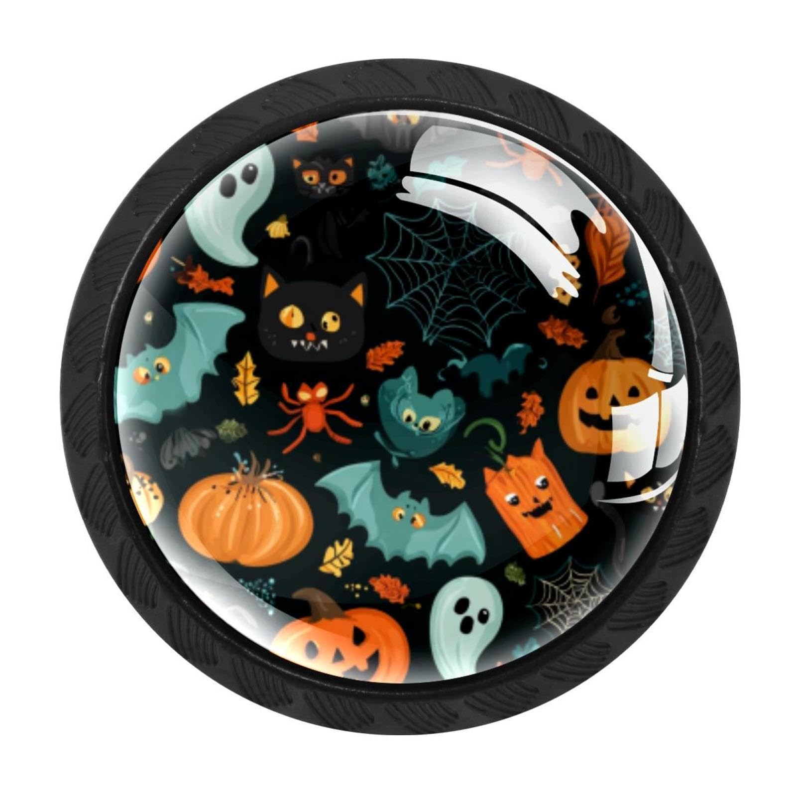 CHENZZZZ 4 Pieces Halloween (25) Drawer Knobs, 35mm Black Cabinet Knobs, Drawer Pulls and Knobs, Dresser Drawer Knobs, Cabinet Hardware Kitchen Cabinet Knobs