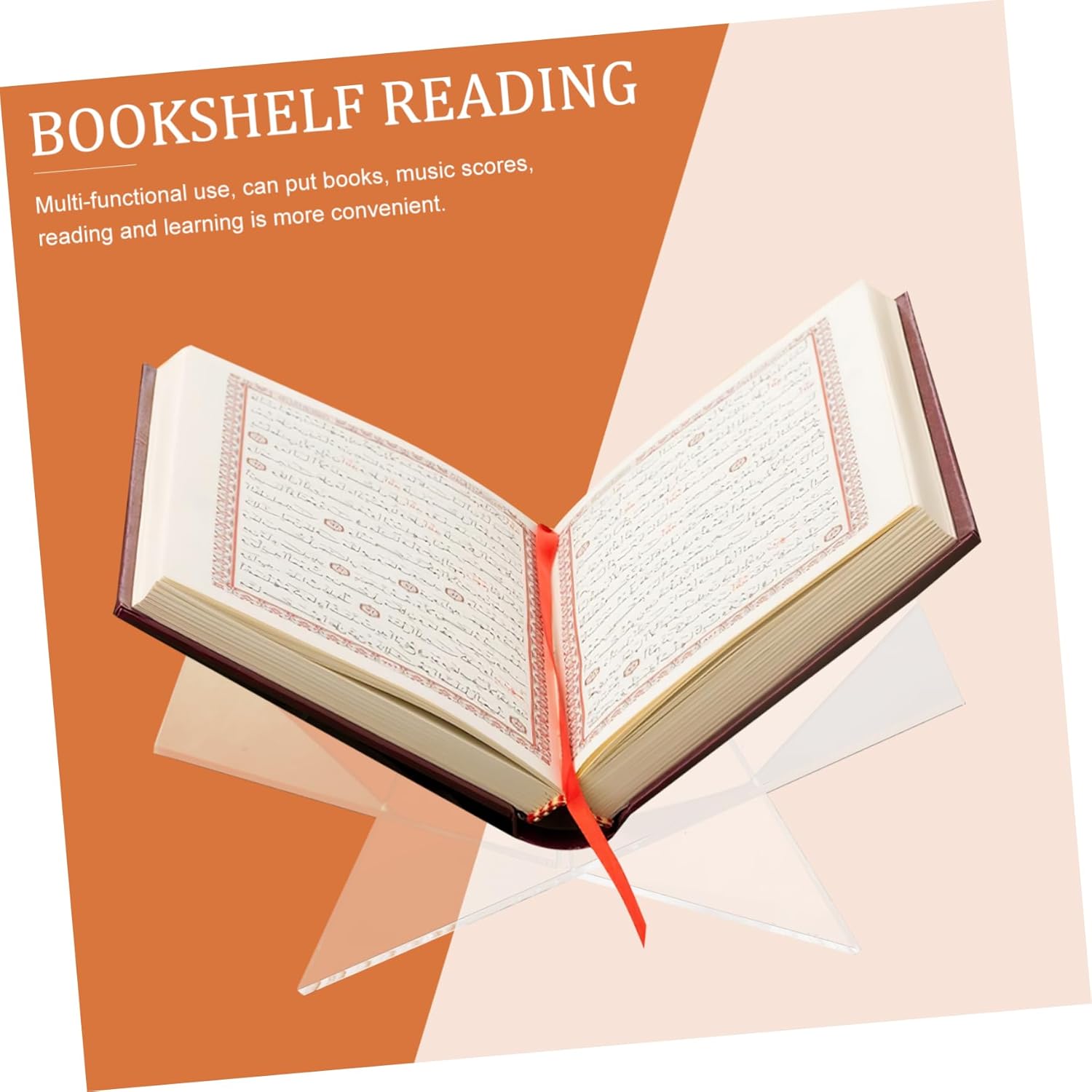 PRETYZOOM Modern Acrylic Book Table Stand Book Rack for Display Reading Stand Strong Support