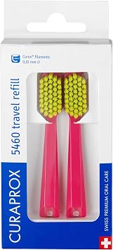 Curaprox CS 5460 Toothbrush Heads, Pink, Refill for Travel Set, 2-Pack