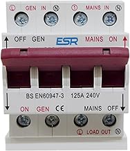 125 Amp Changeover Switch with Busbar, Generator / Mains Transfer, Single Phase, Din Rail Mount