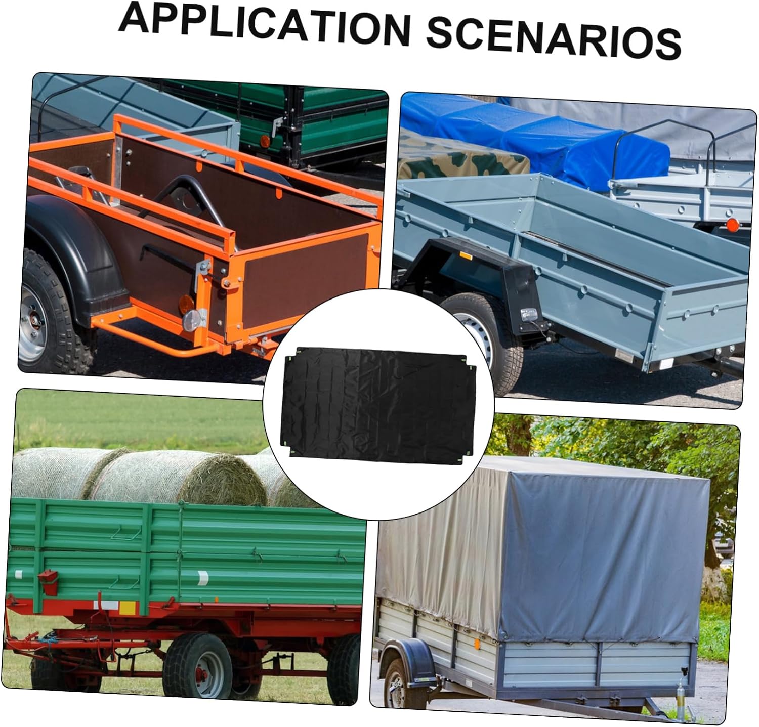 BESTOYARD Heavy Duty Oxford Fabric Utility Trailer Cover Waterproof Tricycle Tarp for Outdoor Use Fits Pickup Trucks and Quick Dump Carts 1 Piece