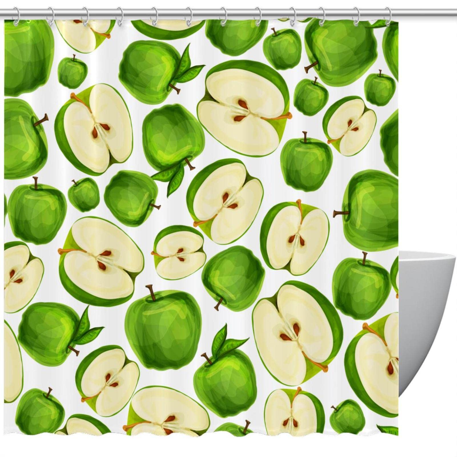 Rideau de douche d'automne aux fruits verts pour une salle de bain nature