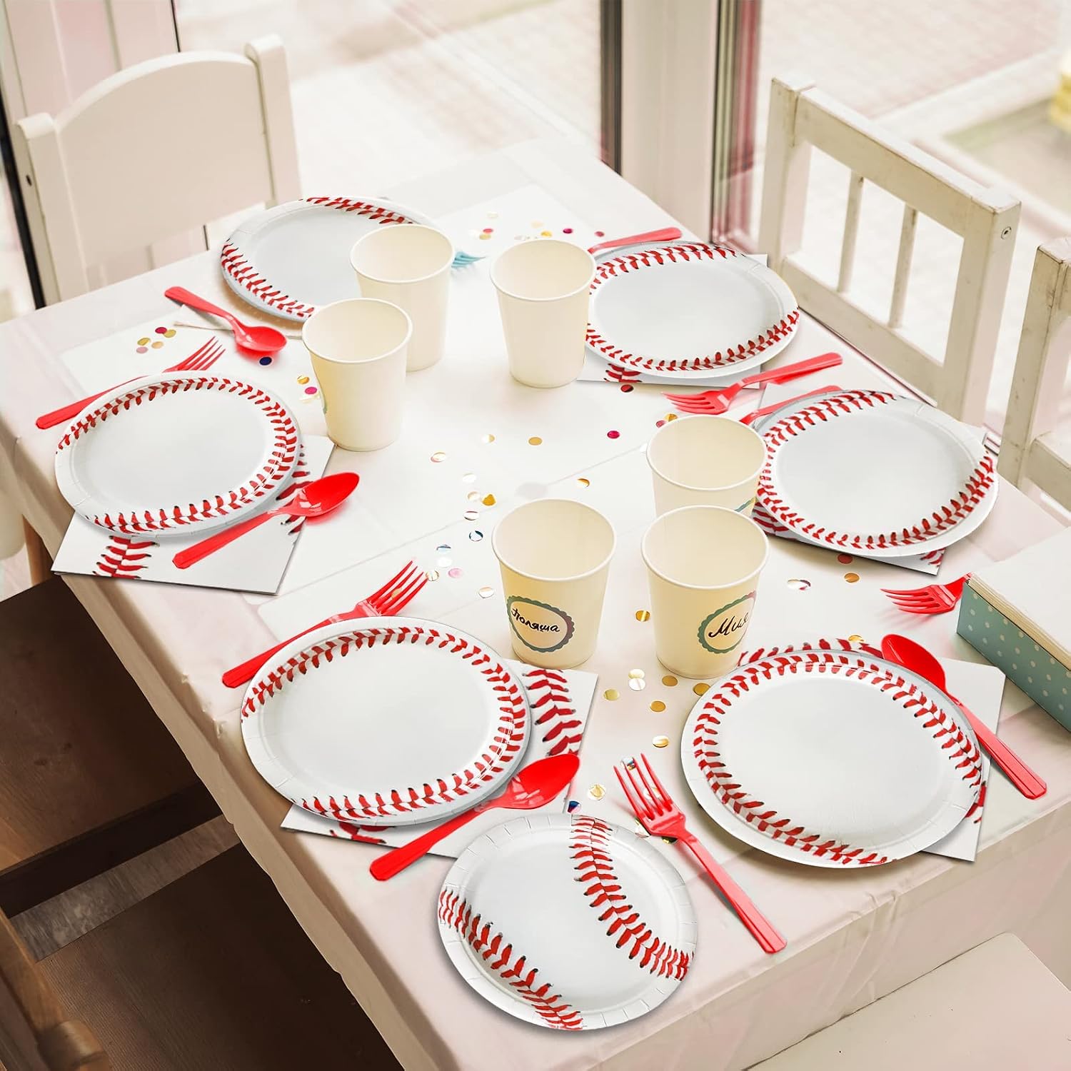 96 Pcs Baseball Party Supplies Bundle Paper Plates Napkins Baseballs Party Birthday Decorations Favors For Girls Serves 24