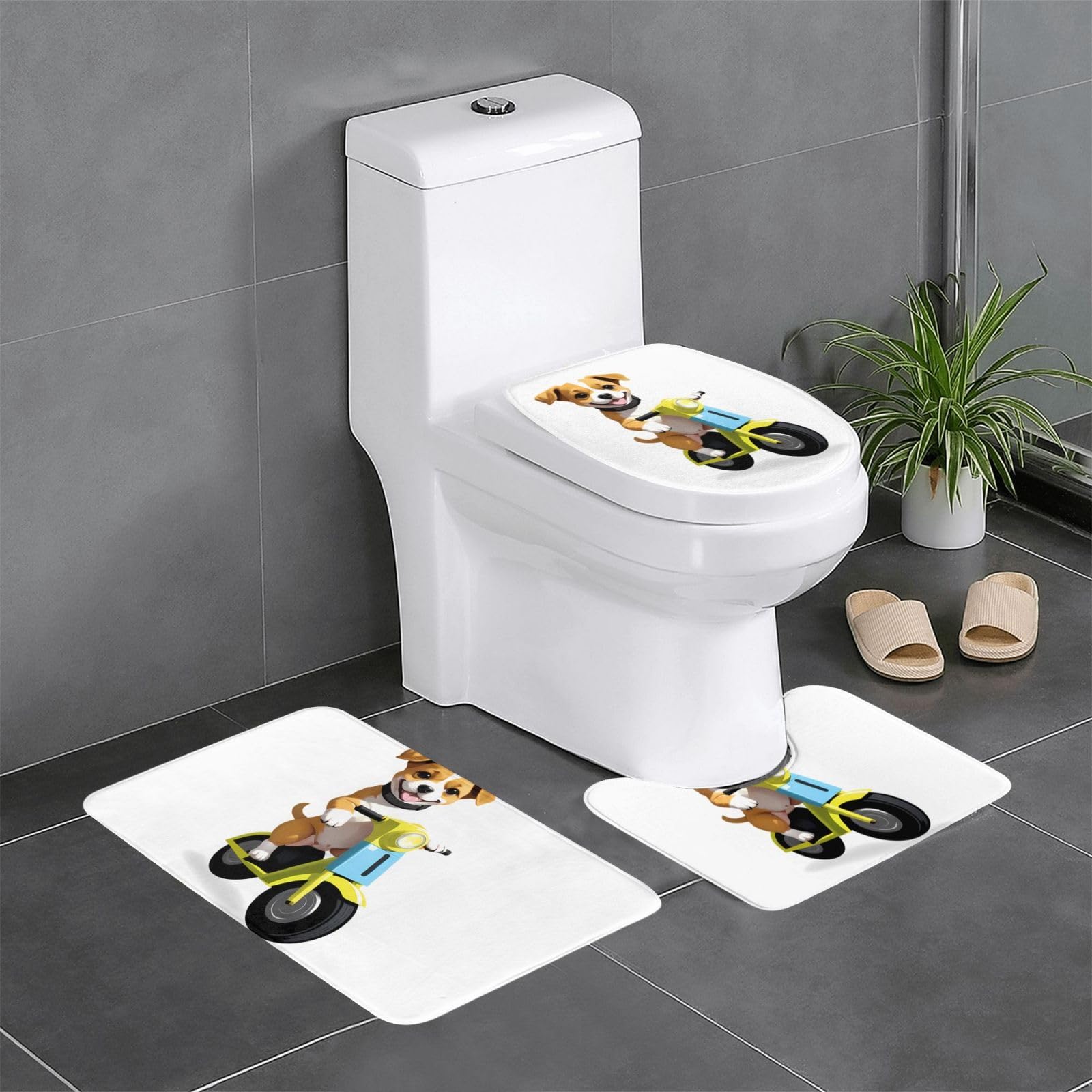 Tapis de salle de bain antidérapants lot de 3 WHJSSF chiot 61x40cm