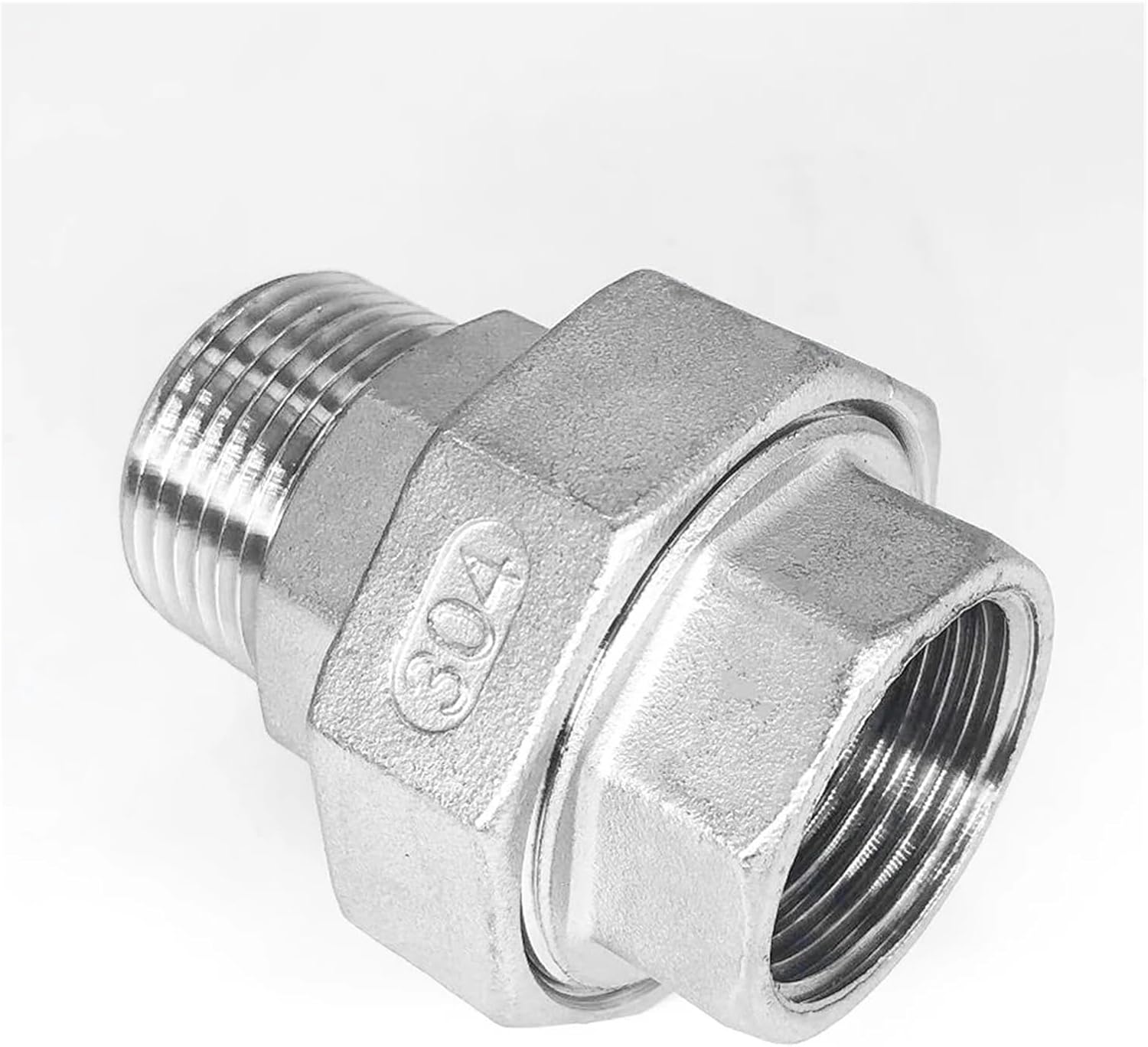 hardware 1PCS 304 Stainless Steel Union Joint Coupling 1/4" 3/8" 1/2" 3/4" 1" 1-1/4" 1-1/2" 2" BSP Female Male Thread Cast Pipe Fitting Pipe joint(F-M,3/8") Plumbing Fittings