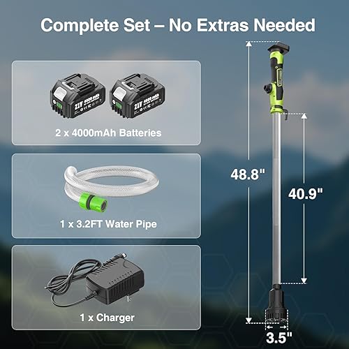 Miniatura 9 de Bomba de Transferencia de Agua Inalámbrica de Varilla, Bomba de Sumidero Portátil Alimentada por Batería con 2 Baterías Recargables de 4000mAh