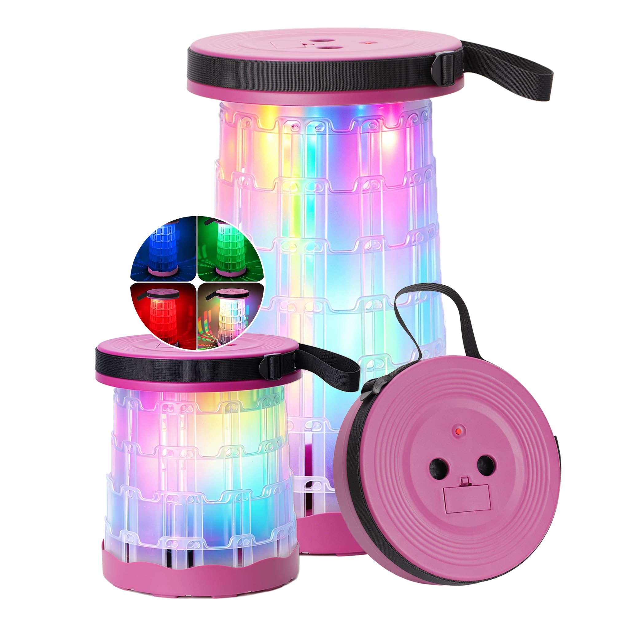 LED lantern,Camping light,telescopic camping stool,Purple multicolored