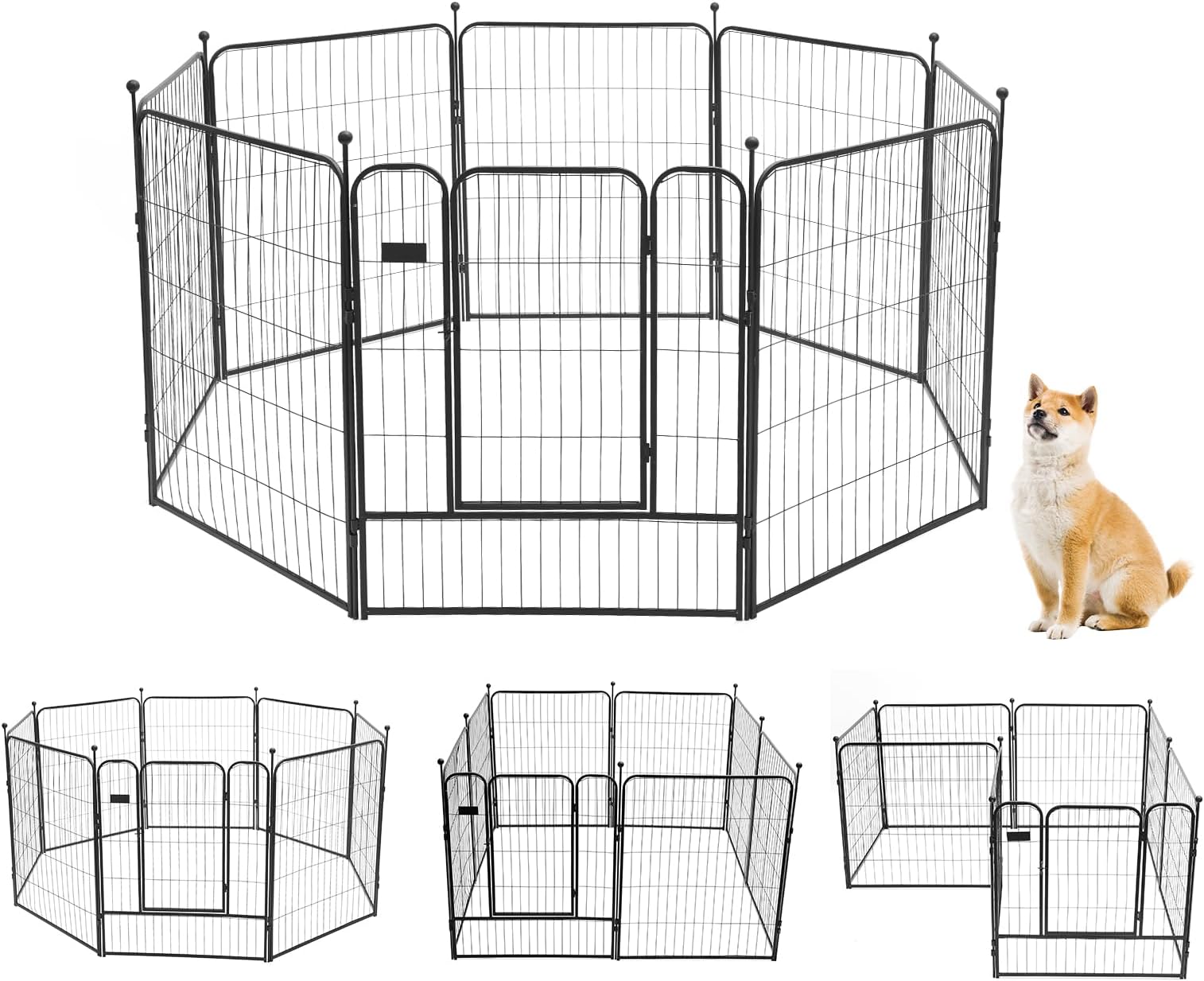 Amazon PETTOM 犬 サークル ペットフェンス ペットケージ 犬 ゲージ 中大型犬用 スチール製 コンパクト 8枚組 高さ