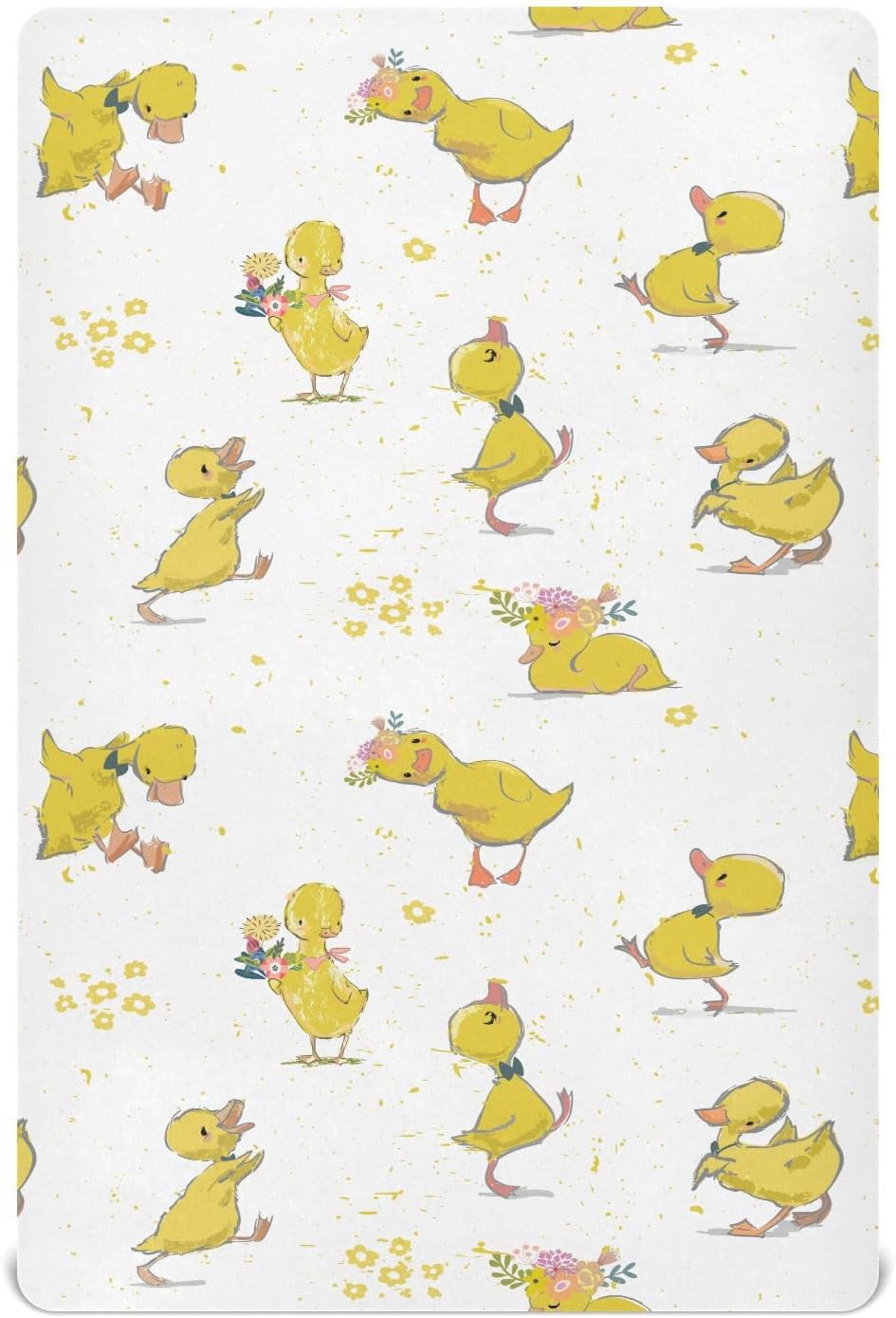 vvfelixl Crib Sheets for Boys & Girls - Cute Duck Toddler Baby Sheets, Fitted, Soft & Breathable, 52 * 28 * 9In White