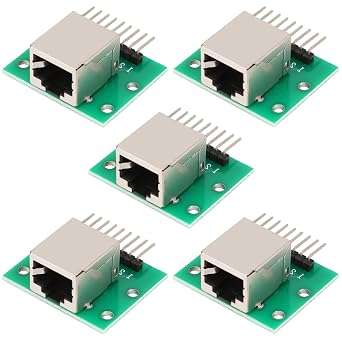 5 Pcs RJ45 8-pin Breakout Board Kit with PCB Board and Pin Headers Network Port Adapter Test Board Connector Horizontal Socket