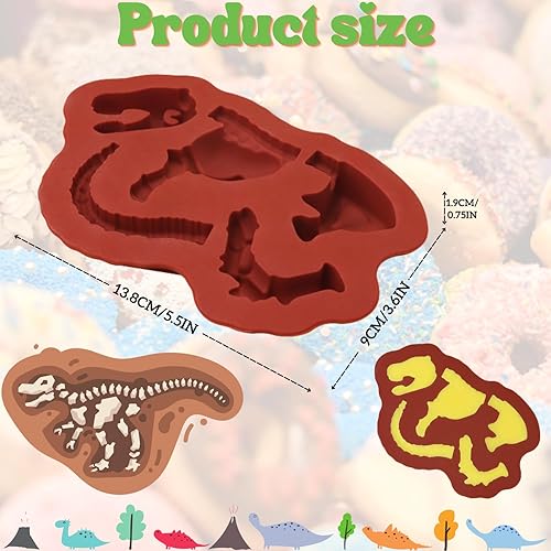 Miniatura 2 de Crethinkaty Moldes de silicona de dinosaurio para chocolate, huesos de dinosaurio, antiadherentes de grado alimenticio para niños, divertidos moldes