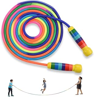 OTraki Comba de Saltar Niños, 5M Jump Rope Arcoíris Comba Crossfit Profesional con Mango De Madera Antideslizante para Niños Y Niñas De 3 a 12 Años, Entrenamiento Físico, Juegos Y Ocio