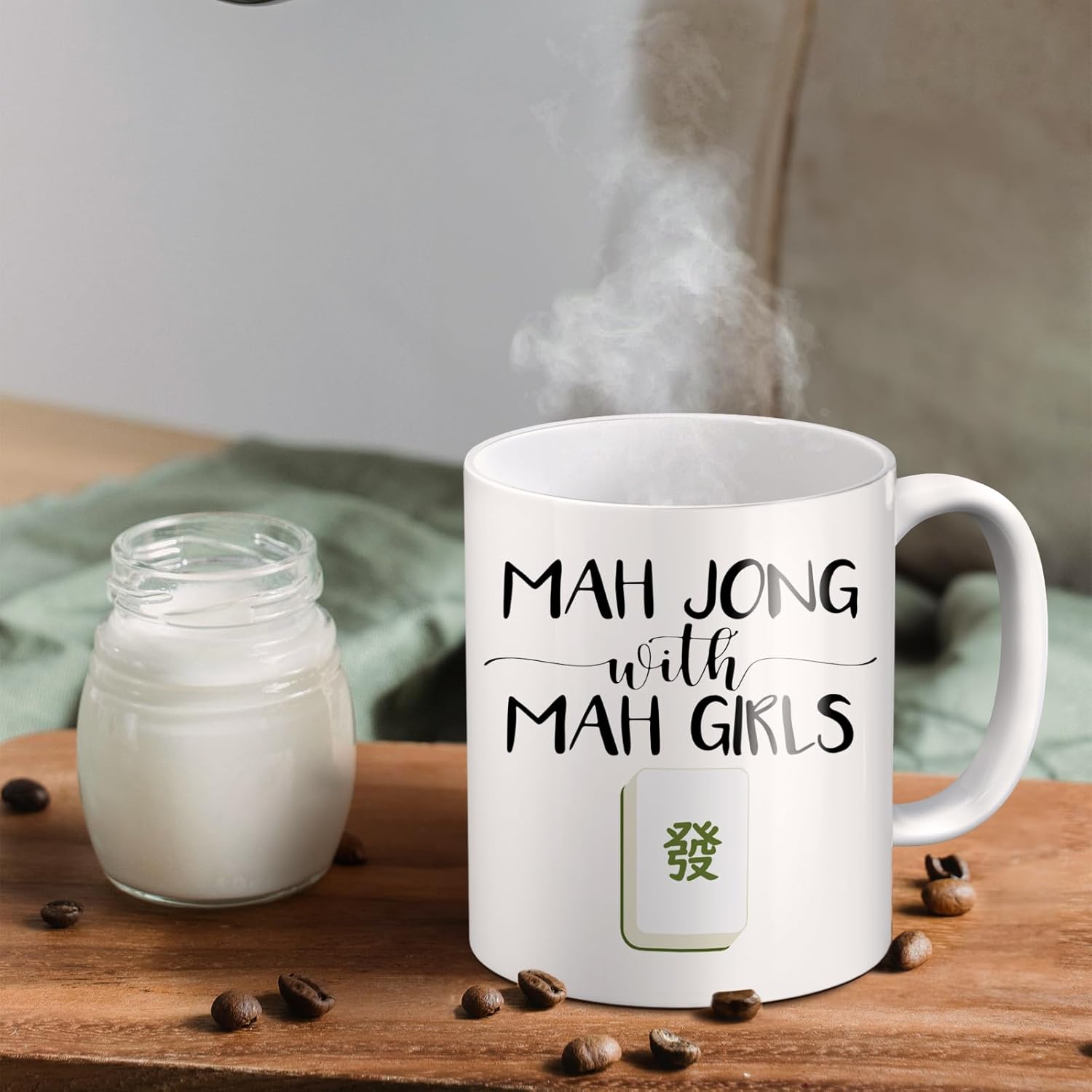 Mah Jong Gifts Mug, Mahjong Gifts for Women Coffee Cup Ceramic, Gift for Mahjong Players Lovers, Mah Jong Accessories Ceramic Coffee Tea Mug 11 oz - Image 3