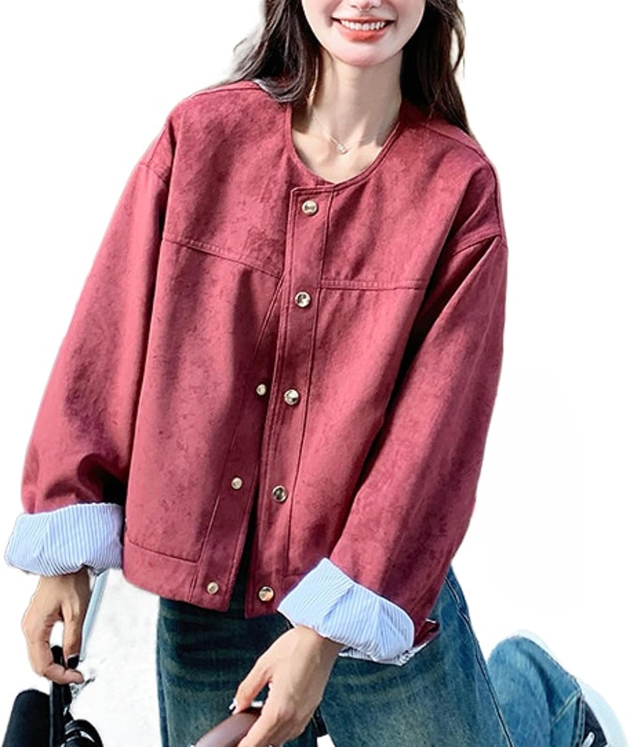 Suede Jacket Brown Suede Jacket Oversized Leather Jacket Women Bomber Jacket Trendy Fall Aesthetics