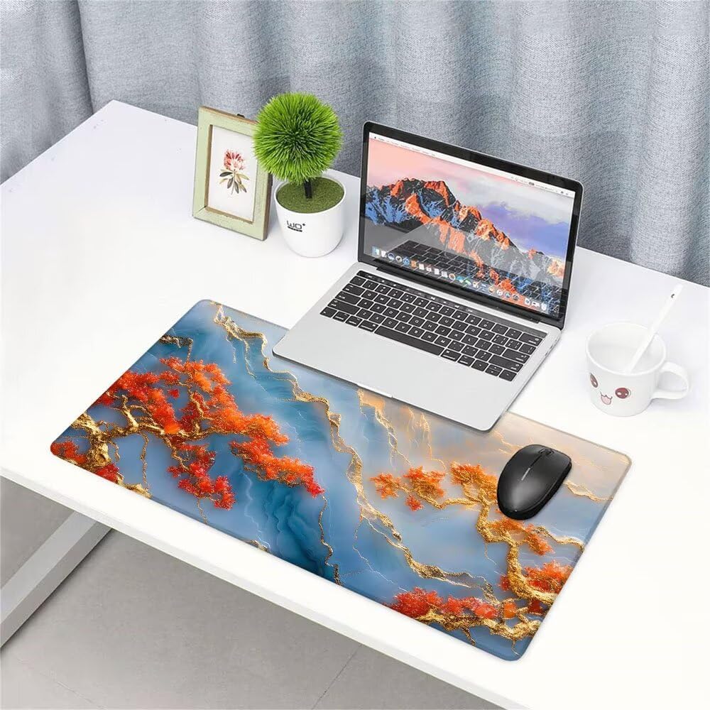 Tappetino Mouse Gaming xxl Accessori Scrivania Ufficio Bianco Albero Grande Tappetino Mouse e Tastiera Sottomano da Scrivania, Gaming Accessori pc 1200x600x3mm Base Antiscivolo, per PC Laptop d-58