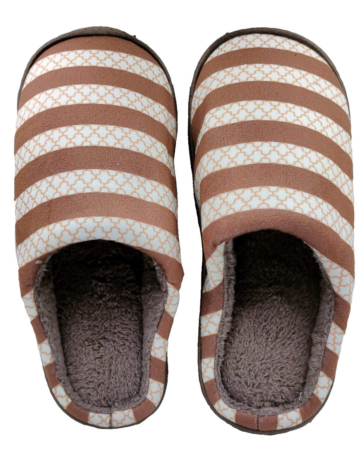 W20 M Kundi Check Men's Winter Slippers Flip Flops Slides Warm Fur Homewear Soft Cute Trendy