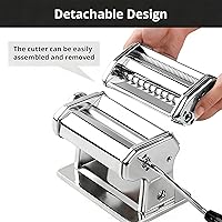 Vista 5 de Máquina para hacer pasta METLUCK, máquina de pasta de acero inoxidable manual con rodillo y 9 ajustes de grosor para espaguetis, linguine