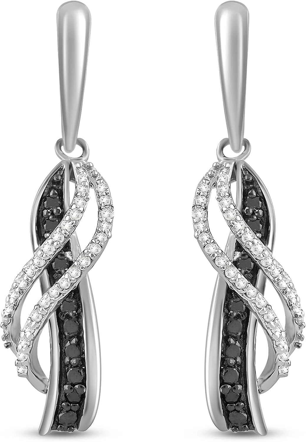 Jewelili Sterling silver With 1/5 Cttw Black Rhodolite dangle Earrings