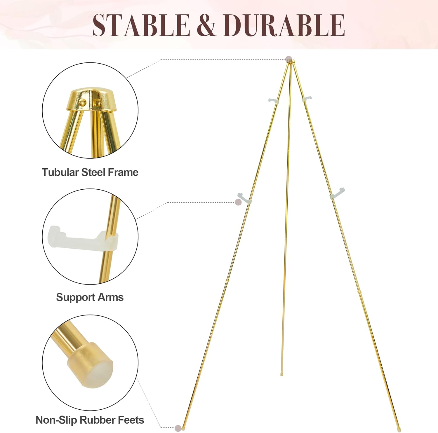 Easel Stand for Sign 63'' Art Easels for Display Wedding Welcome Poster Stand Portable Floor Metal Easel Gold 2 Pack