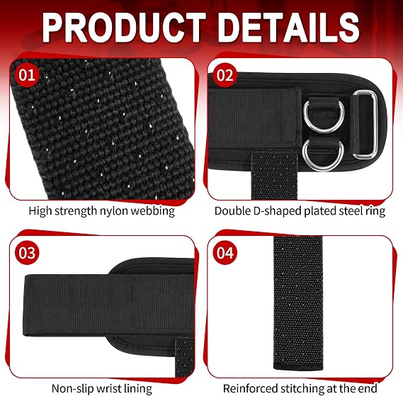 2pcs Weight Lifting Straps,With Cuffed D Ring,Enhanced Grip,Wrist Support