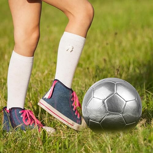 Miniatura 3 de Linkidea Balón de fútbol de color plateado tamaño 5, pelota de fútbol oficial tamaño partido, idea de regalo para fútbol de estilo libre y