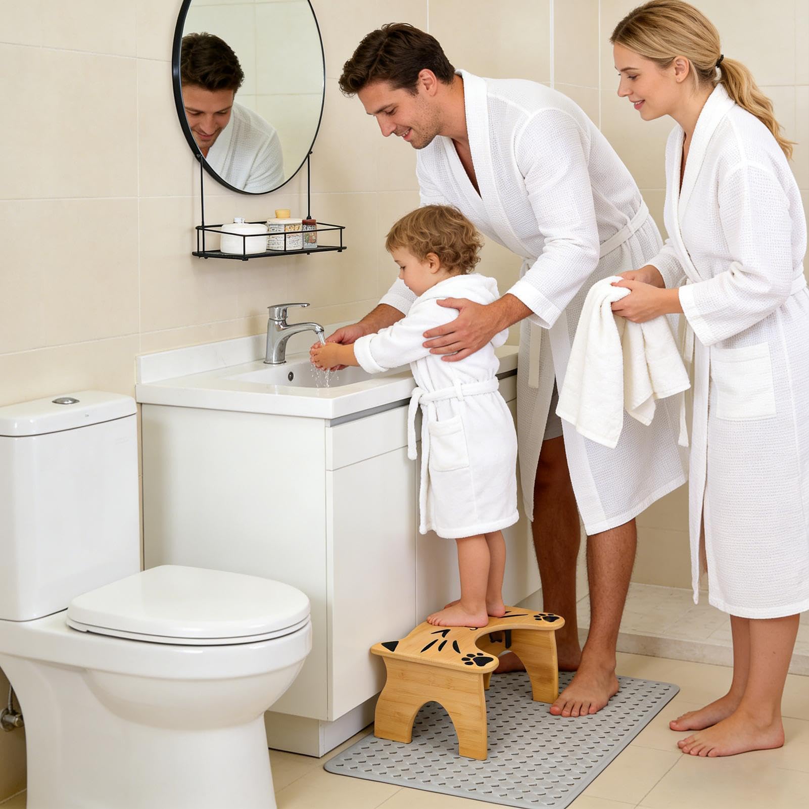 Pedana per WC – Costruzione a in legno, forma pieghevole poco ingombrante, design stabile della piattaforma, struttura leggera facile da trasportare | ideale per l'installazione della stanza