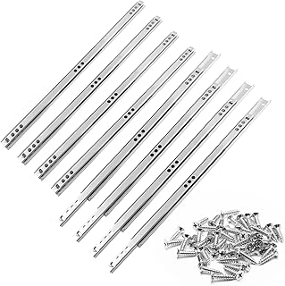 Biaungdo 8 Pcs Drawer Slides, 12"/310mm Metal Ball Bearing Side Mount Drawer Slide, Two Way Slide Track Rail for Drawer, 10kg/22.05" Strong Bearing Capacity, Bright Silver, with Fixing Screw