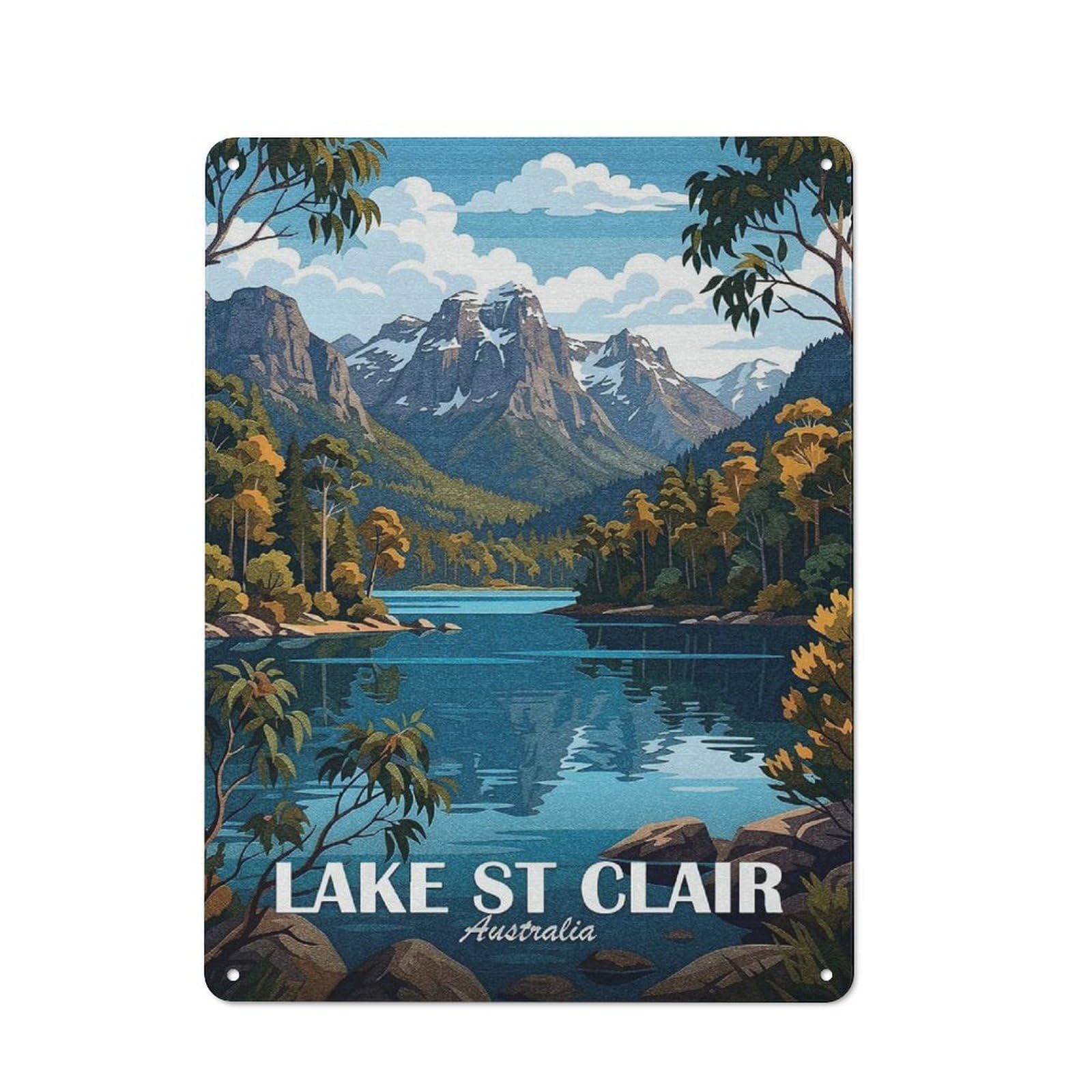 Junmoney Style-20 Lake St Clair Australia Landscape Tin Sign 40X30cm, Creative Studio Wall Plaque For Hobby Room, Office, Lounge Or Living Room
