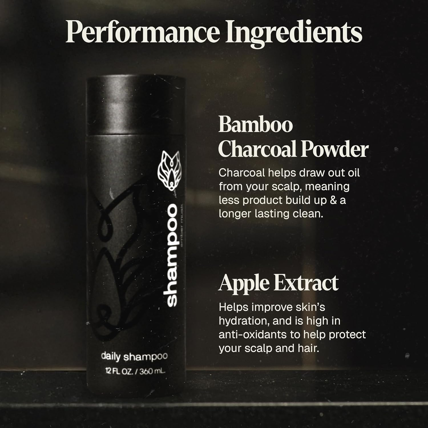 Black Wolf Mens Shampoo for Oily Hair, 12 Fl Oz - Charcoal-Infused Oil Control Shampoo with Moisturizing & Deep Cleansing Formula Hydrates & Nourishes Scalp - Daily Hair Care for Men - Image 4