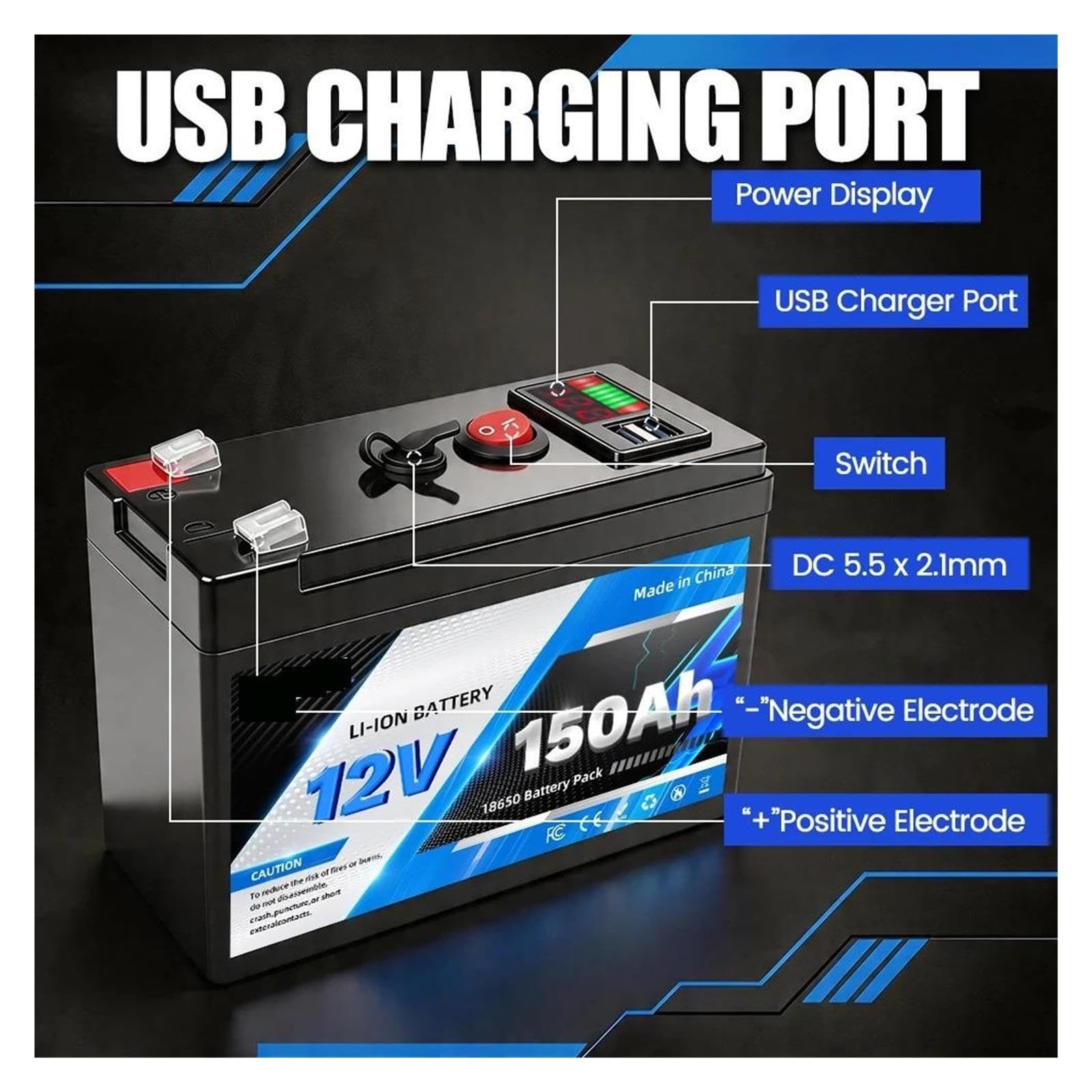 Batteria agli ioni di litio da 12 V 150 Ah ciclo profondo 4000+