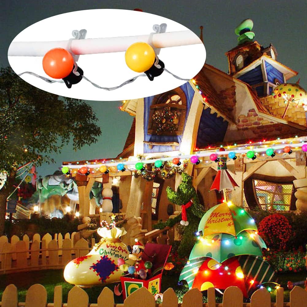 Christmas Light Clips 100 Packs Christmas Gutter Clips for C7, C9 Base Mini Lights and Icicle Gutter Hang Hooks for Outdoor Roof Ridge Line Gutters Shingles (100 Packs)