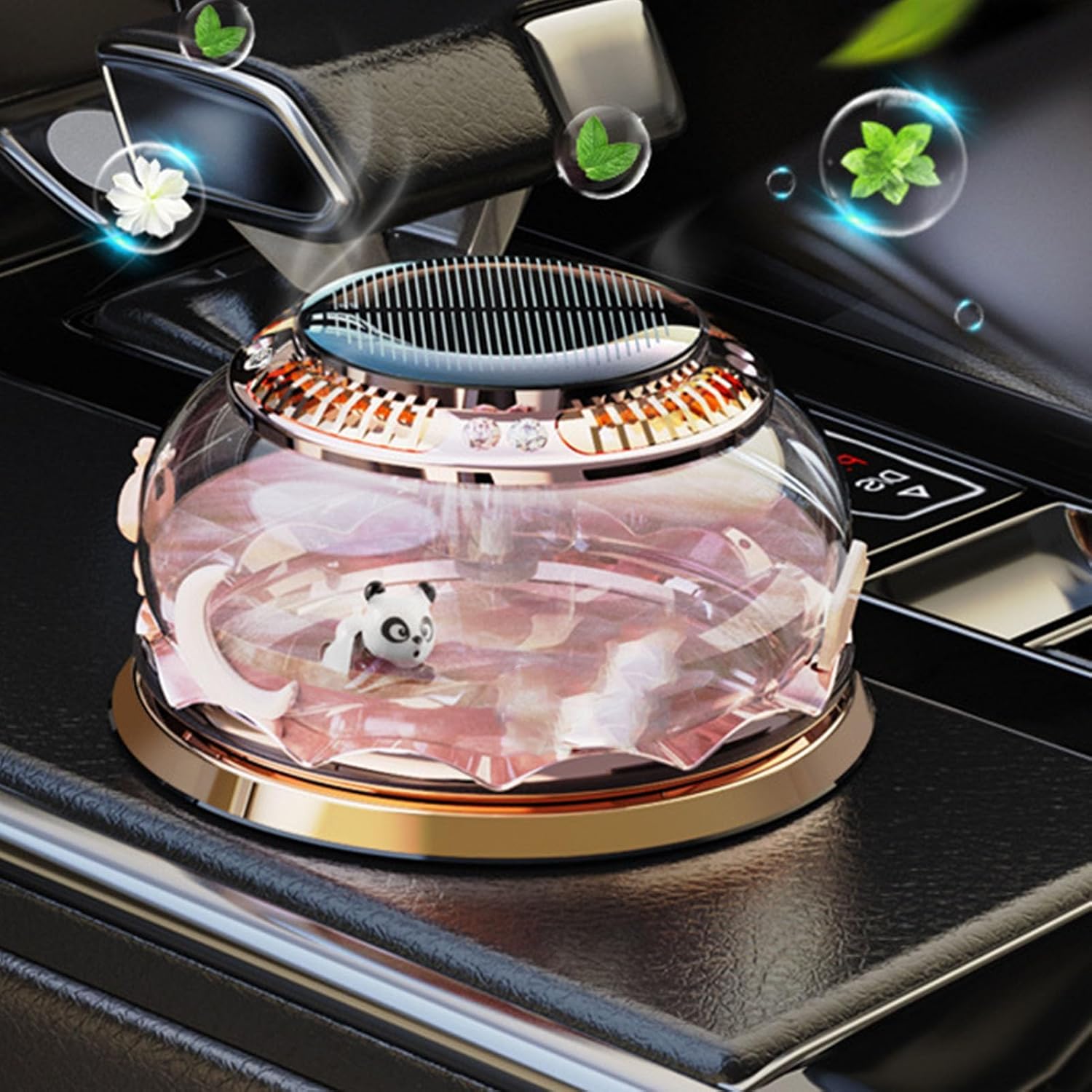 Solar Powered Car Perfume Decoration, Rotating Aromatherapy Diffuser Ornament, Compact Floating Air Freshener with Essential Oil for Vehicle Dashboard