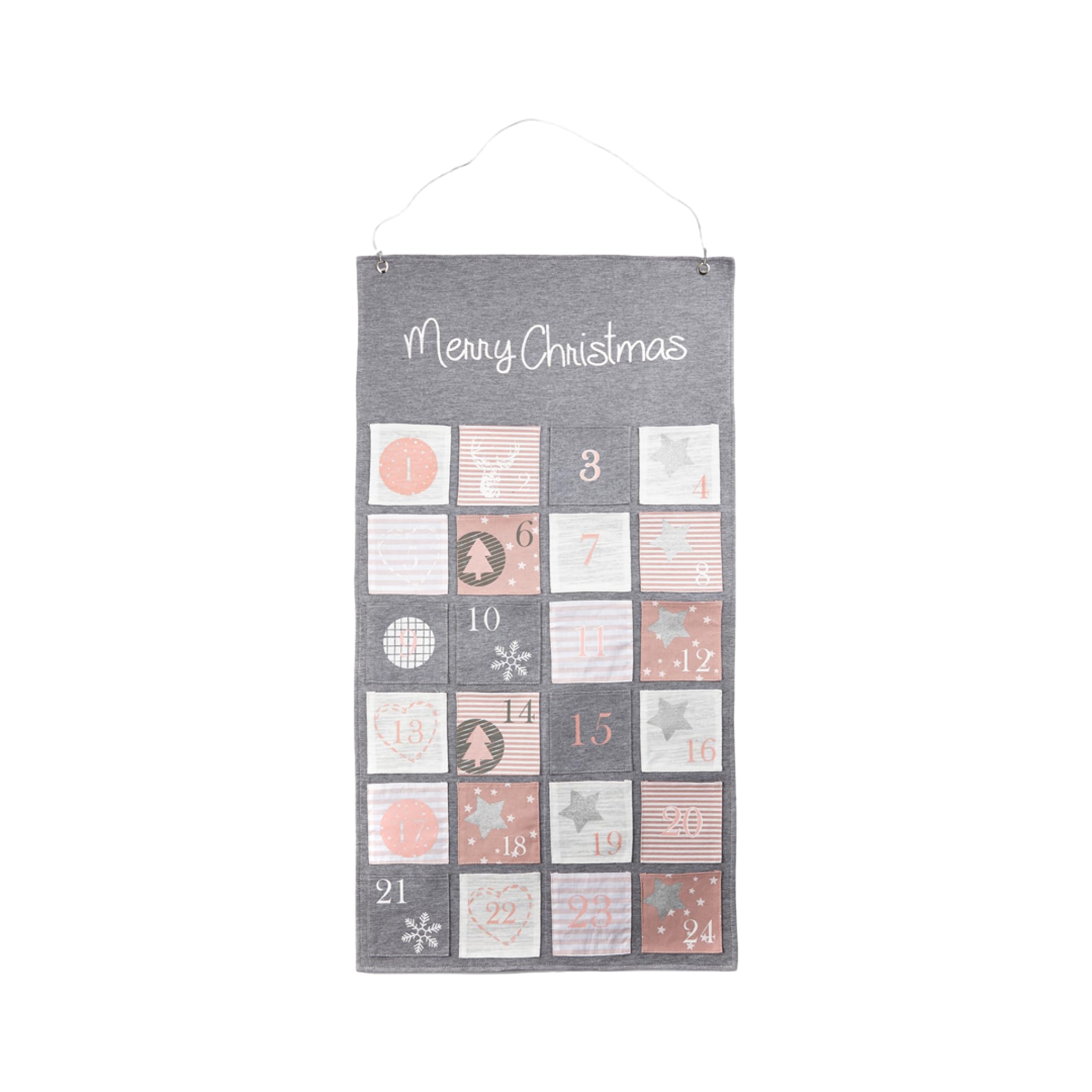 HEITMANN DECO Natale - Calendario dell'Avvento in Feltro per appendersi e riempirsi - Decorazioni Natalizie - Grigio, Rosa, Bianco