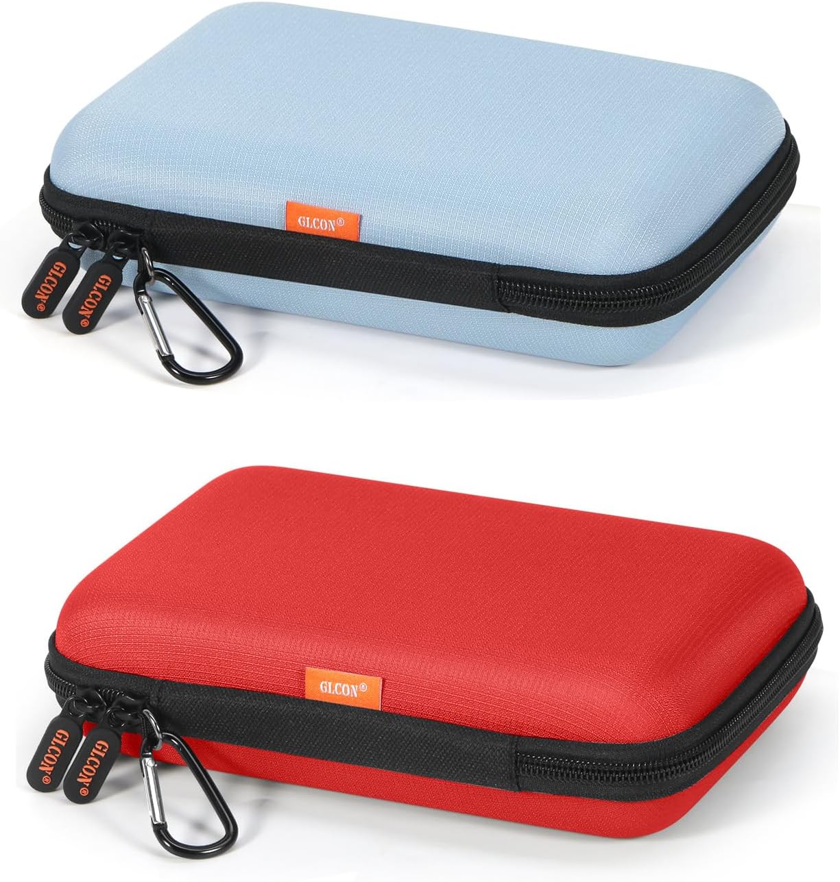 Large Hard Carrying Case - Universal Electronic Organizer Storage Case Bag - Light-Blue + Pure Red