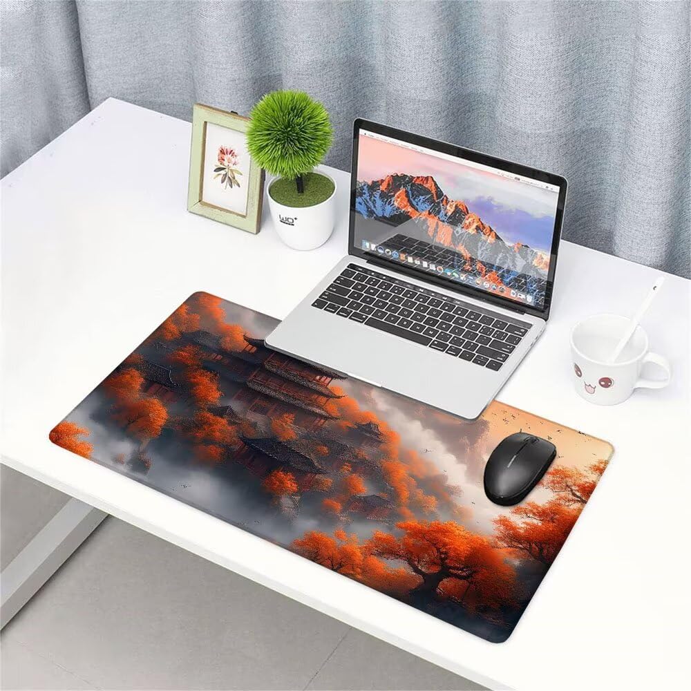 Podkładka pod mysz XXL kolor pomarańczowy pod ręką biurko akcesoria do gier klawiatura podkładka pod mysz krajobraz rozszerzony szeroka mata do gier 1400 x 600 x 3 mm wodoodporna antypoślizgowa gumowa