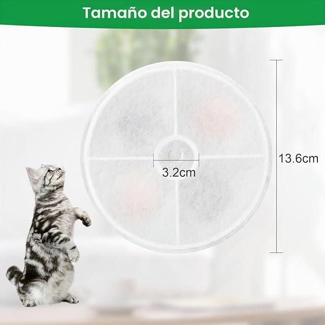 Foto 6 de 7 de OrdasPet Filtro de Fuente de Agua para Gato, 5 unidades de Filtro para Fuente Gatos de 1,85L