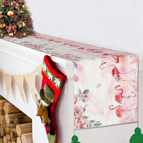 Miniatura 6 de Camino de mesa de Navidad de flamencos de cinco rosas, decoración de mesa de comedor, decoración de Navidad, decoración de interiores del hogar,