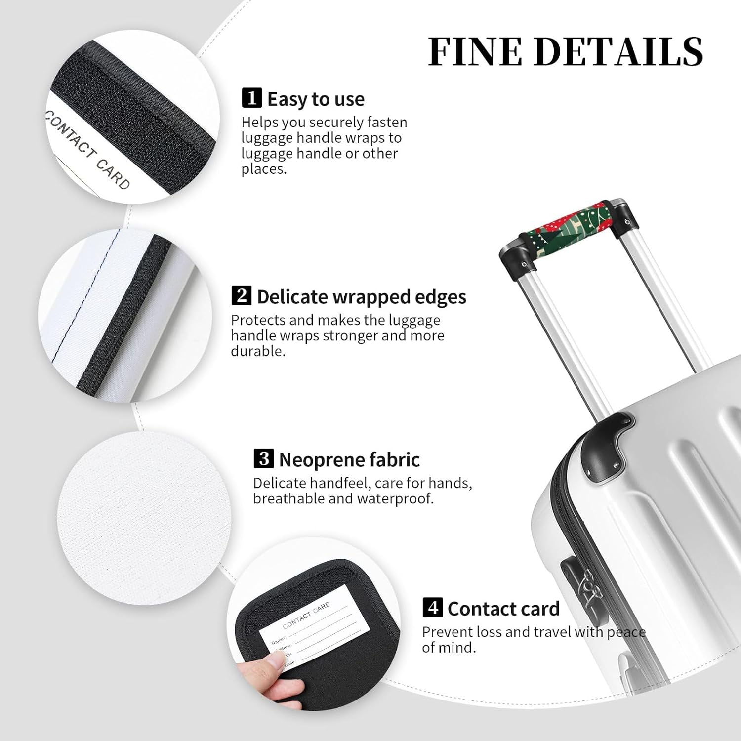 Christmas Trees Print Luggage Handle Wraps Luggage Identifiers Soft Neoprene Luggage Handle Wraps for Suitcase Trolley Handle Grip Cover 2 Pack Luggage Tags