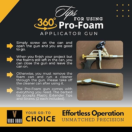 Miniatura 5 de Vega Bond Pistola aplicadora de espuma profesional de diseño ergonómico para espuma en aerosol con cesta recubierta antiadherente de PTFE que puede