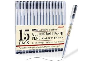 Shuttle Art Gel Ink Ball Point Pens, 15 Pack Fine Japanese Style 0.38 Gel Pens