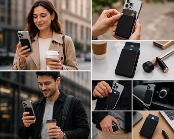 Coverzone MagSafe Uyumlu Manyetik Kartlık Cüzdan, 2 Kart Kapasiteli Telefon Kartlığı, Güçlü Mıknatıslı İnce Kart Tutucu Beyaz