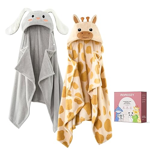 Momcozy Toallas de baño para bebé con etiqueta de salud Visualize, ultra suaves y absorbentes, toallas con capucha de forro polar coral para recién