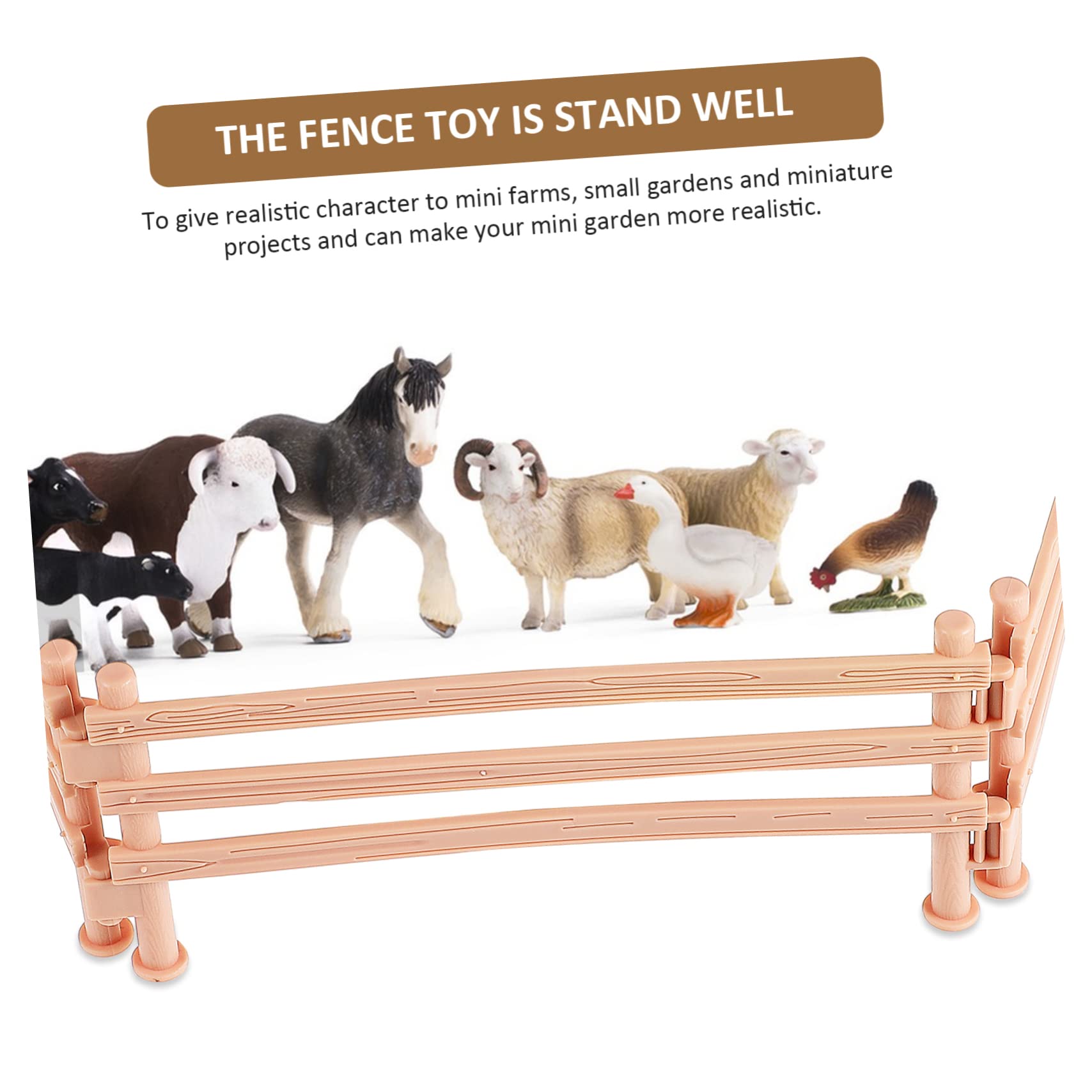 ibasenice Vallas De Juguete para Granja 50 Piezas Beige para Niños Set De Paneles Puntales para Establo y Figuras Animales Juego Creativo y Educativo