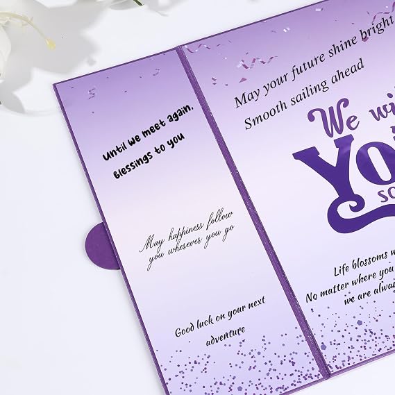 Farewell Card We Will Miss You Decorations Farewell Party Decorations Large signature Goodbye Card Alternative Coworker Leaving Decorations Going Away Gifts for Friends(Purple)