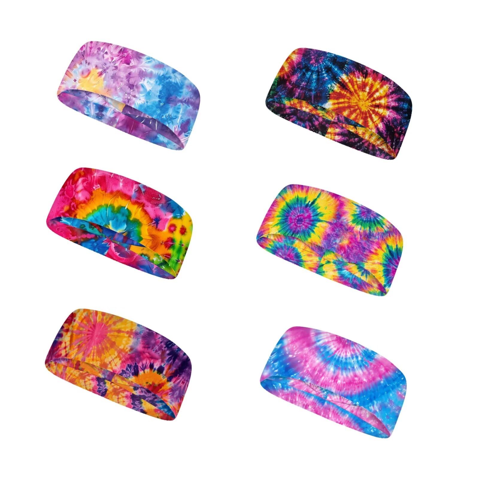 Forchrinse Sunflower with Text Print 6Pieces Sport Sweatband Headband for Soft Elasitc Headband Hair Bands Unisex Outdoor Sport Headbands
